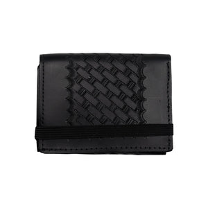 Embossed Basketweave Leather Wallet